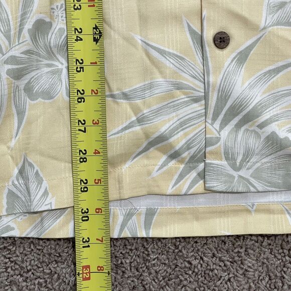 Tommy Bahama Shirt Mens Large Yellow Floral Camp Tropical 100% Silk Short Sleeve - Picture 7 of 8